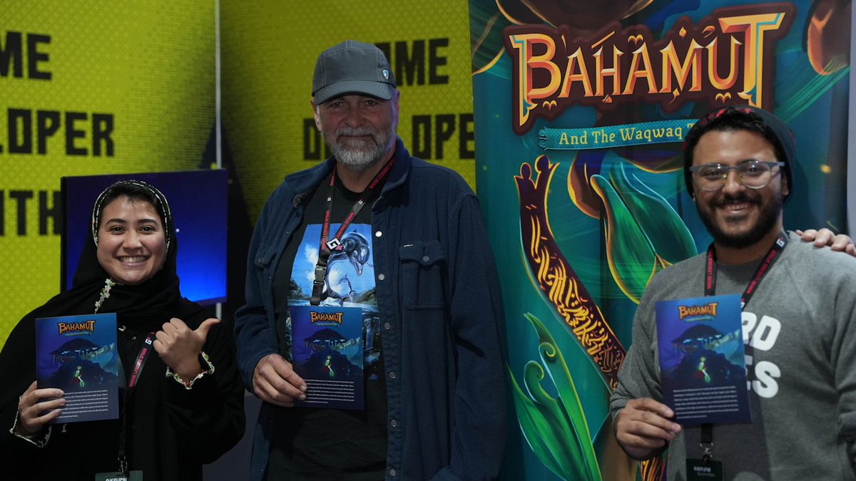 StarvaniaStudio's tweet photo. انبسطنا كثير في Gaming+ واستمتعنا بلقاء الحضور ✨

ومن أبرز اللحظات كان لقاؤنا مع Ed Annunziata مبتكر لعبة Ecco the Dolphin!

وكان شرف كبير لنا لأن Ecco كانت من مصادر الإلهام لبهموت وشجرة الوقواق في بدايات المشروع 🐋

الحين نرجع للشغل بحماس أكبر. نشوفكم في الفعالية الجاية 👋

We had an amazing time at @KFUPMGaming  and loved meeting everyone✨

A huge highlight was meeting Ed Annunziata, creator of Ecco the Dolphin. He even tried Bahamut and the Waqwaq Tree, which meant a lot since Ecco was one of our inspirations!

Now back to work with fresh inspiration. See you next time 👋

#GamingPlus2026