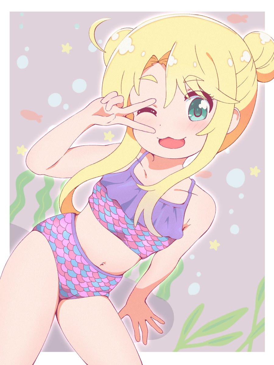 shininarit84851's tweet photo. 人魚風な女児向け水着で描きました！足元がガチ人魚になってるデザインにするか迷ったけど、とりま無難な物に
歌声を聴くと虜になるので要注意😍 https://t.co/76MFhM1H3E