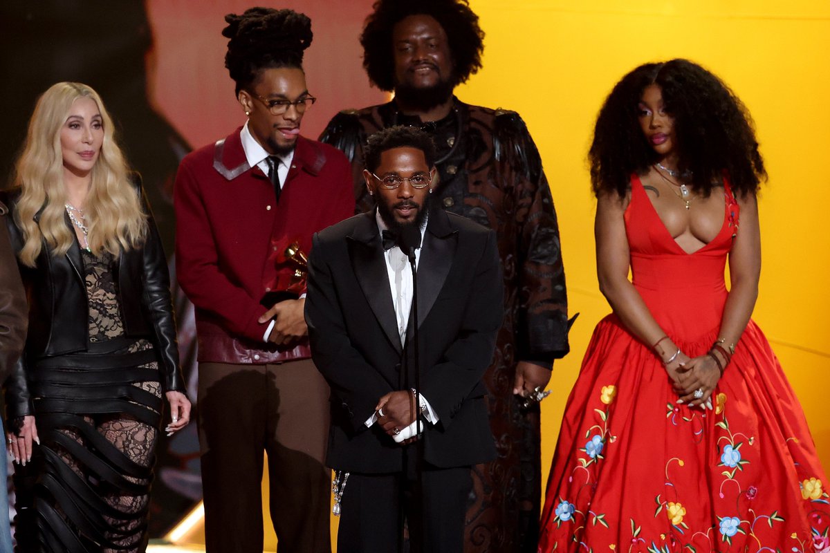 Nadia24x71's tweet photo. "luther" is your Record Of The Year! 🏆 Congrats to
@kendricklamar
&amp;
@SZA
(and Luther Vandross!)  📷 2026 #GRAMMYs2026 https://t.co/Vg8GbpejPX