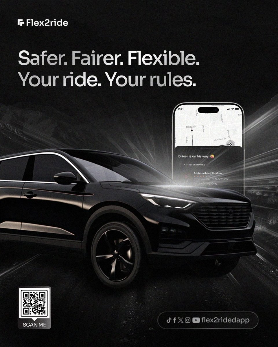 flex2rideDapp's tweet photo. Safer. Fairer. Flexible.
Your ride. Your rules.
That’s Flex2Ride.
#Flex2Ride #RideYourWay #SafeRides https://t.co/wnE80TGBph