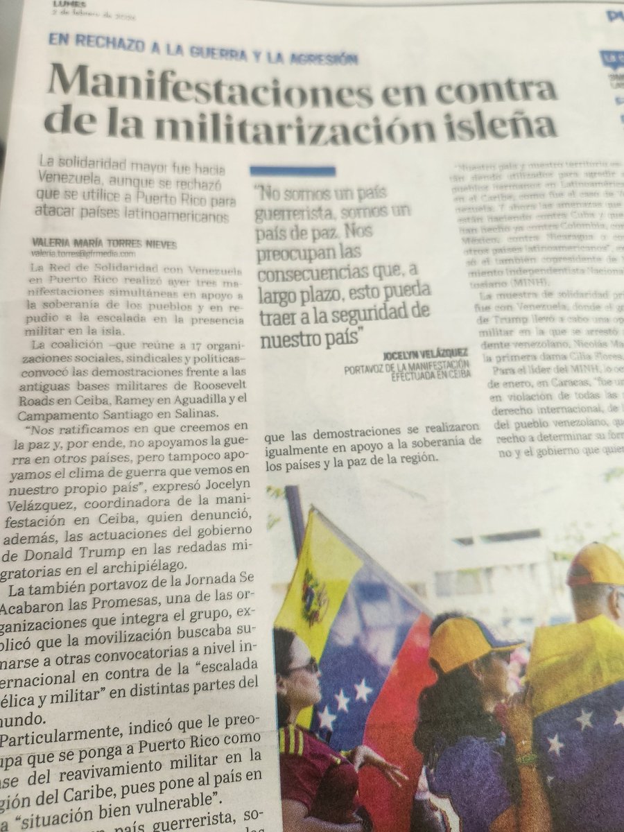 PacoValcarcel's tweet photo. El mejor ejemplo de "manipulacion mediatica"por @ElNuevoDia .Los mismos #4gatos de siempre en Ceiba,Aguadilla y Salinas no lograron reunir 50 "pelùs".Pero para los titulistas de ENDI,fueron "Manifestaciones en contra de la militarizacion islen'a"y a favor del Regimen venezolano. https://t.co/So24brk9HO