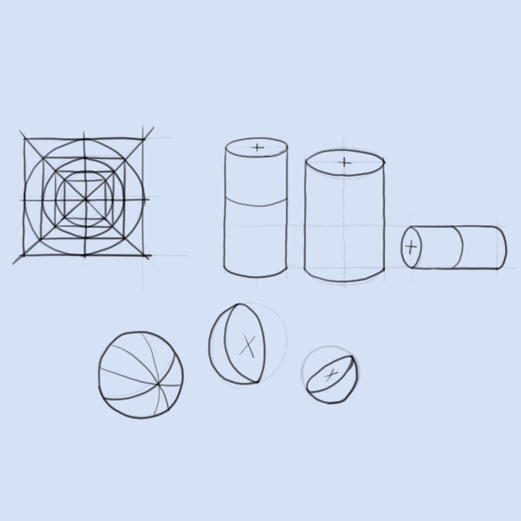 SweetGab_'s tweet photo. The long way to drawing faces. Circles, squares, cylinders and half spheres. #art #digitalart #drawing #learntodrawin30days https://t.co/w7SM3B2IVN