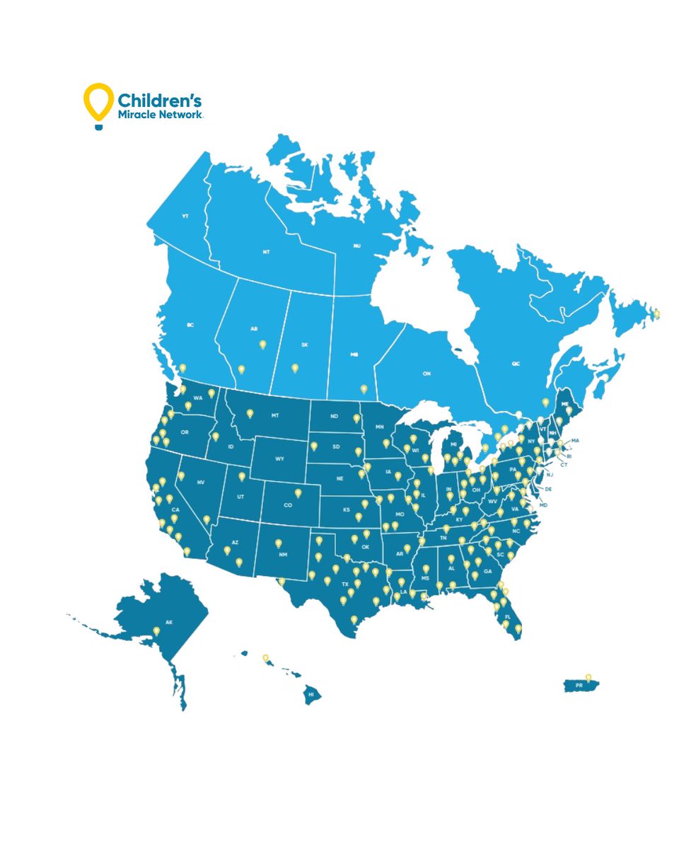 CMN_HQ's tweet photo. At Children's Miracle Network Hospitals, we raise unrestricted funds for 170 children’s hospitals across the U.S. and Canada. Every dollar you give supports these hospitals as they provide care to 12 million kids each year! 💙 https://t.co/KvrT8jSLxO