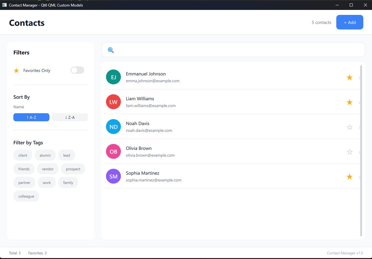 learnqtguide's tweet photo. New chapter in Qt6 QML Advanced: Custom Models

Build a Contact Manager with:
 → QAbstractListModel  → Full CRUD + QSortFilterProxyModel 
→ JSON persistence 
→ Polished UI with swipe gestures
Not API docs. Real architecture.
https://t.co/QEbcCkgPwJ
#Qt6 #QML #CPlusPlus https://t.co/Q0RS7FQ1H7