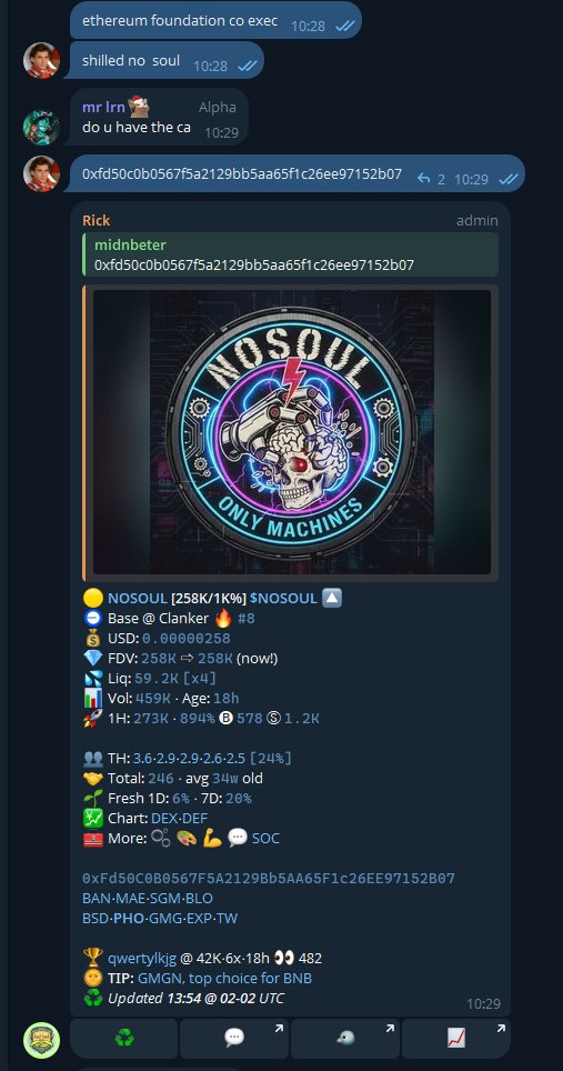 called $nosoul at 45k on my group 2 hours ago. Now sitting in 1.2m

t.me/sparktrenches