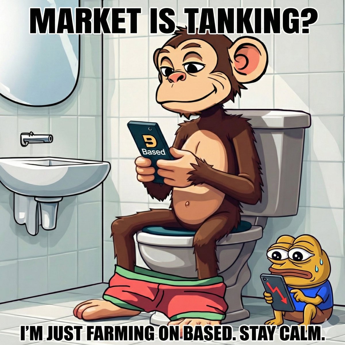 dbalint0311's tweet image. Panic selling? Nah. Just farming rewards while nature calls. 🚽🐒 @Basedappcom #BasedApp #MOGG #Crypto