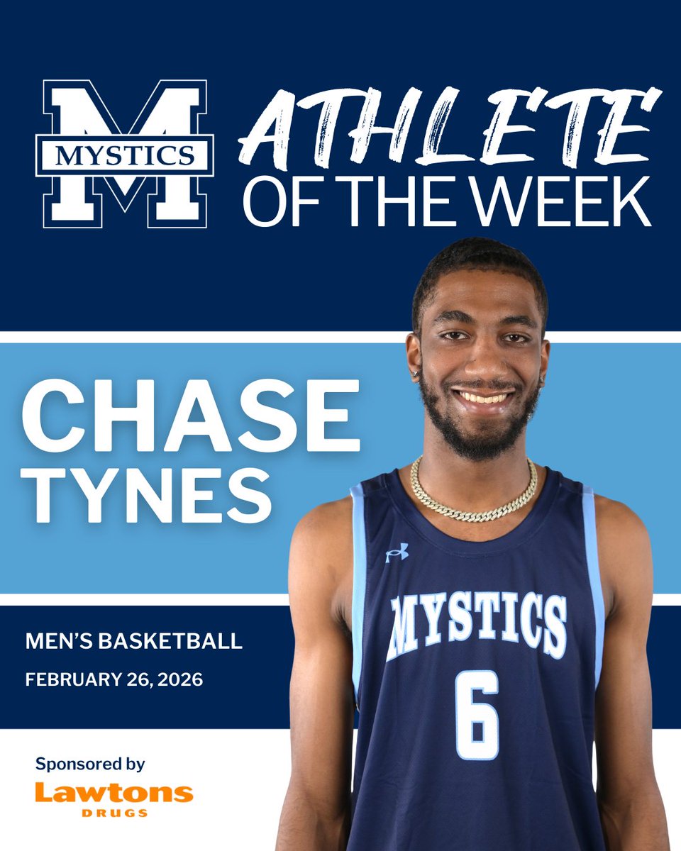 MountMystics's tweet photo. Congratulations to our Lawtons Drugs Athlete of the Week for Men's Basketball, Chase Tynes! 🏀

Read more: https://t.co/RS5j7zw9mi https://t.co/bp9ei2UpEF