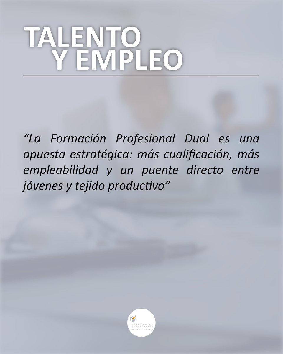 Sin #formación alineada con la realidad empresarial, no hay #talento ni #empleo de calidad.

📚 Apostar por #educación útil, #FPDual y colaboración empresa–educación es apostar por el #futuro de #Canarias 🇮🇨 .

🔗 Reflexiones del manifiesto: circulodeempresariosdegrancanaria.org/articulo-905