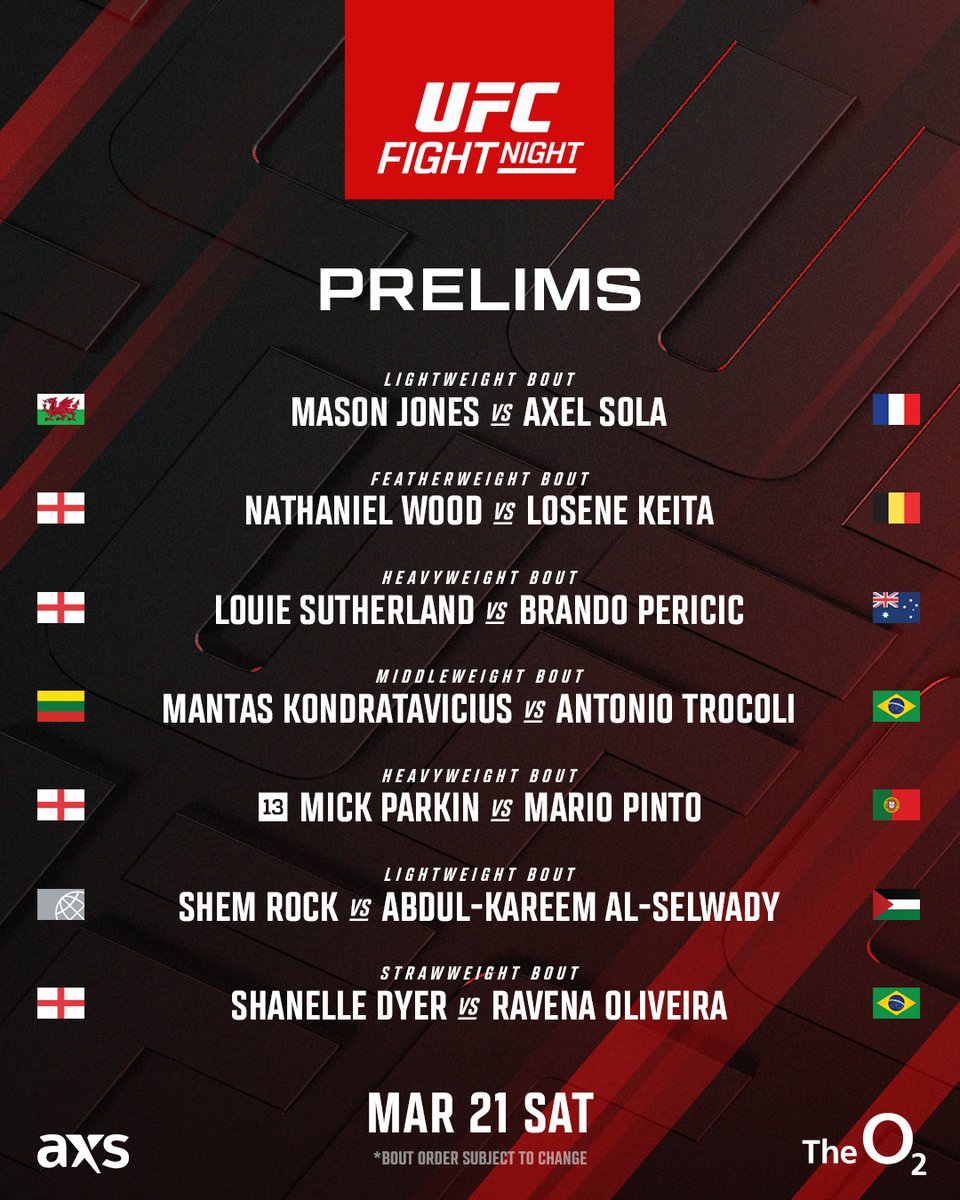 #UFCLondon is looking STACKED 

Mark your calendars for March 21 🗓️