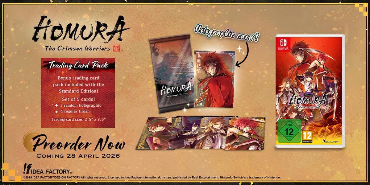 iffyseustore's tweet image. Homura: The Crimson Warriors (Nintendo Switch™) pre-orders are LIVE on the IFI UK/EU Online Stores! 🚨

🏯EU/UK digital release on (3/31/26)
⚔️EU/UK physical release on (4/28/26)

Pre-order now ➡️ ow.ly/qwwC50Y64ZP