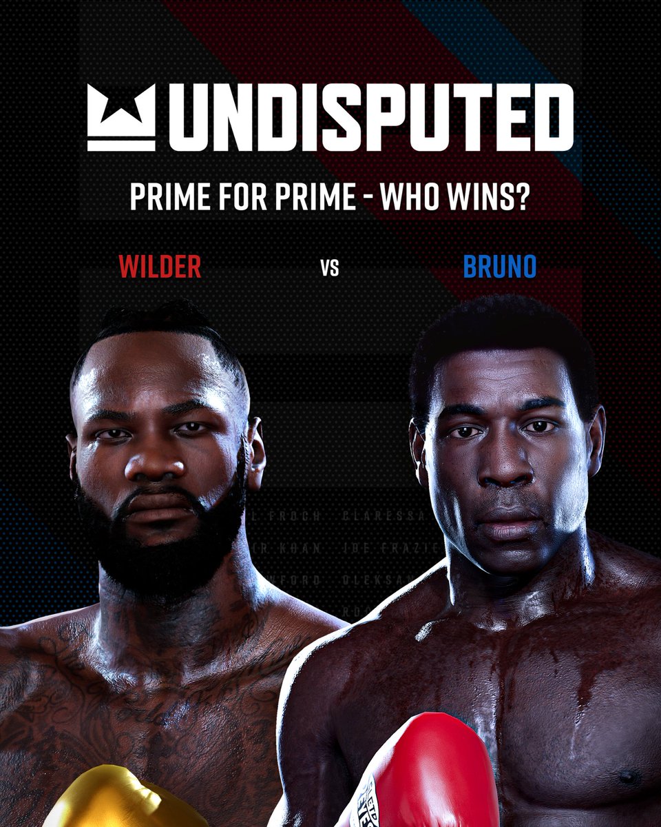 Undisputed Fantasy Fight: Wilder vs Bruno 💣💥

Who would win if two of the heaviest-hitting heavyweights in boxing history fought?

Frank Bruno captured the WBC heavyweight title in 1995, with 38 of his 40 professional wins coming via KO.

Deontay Wilder captured the same WBC