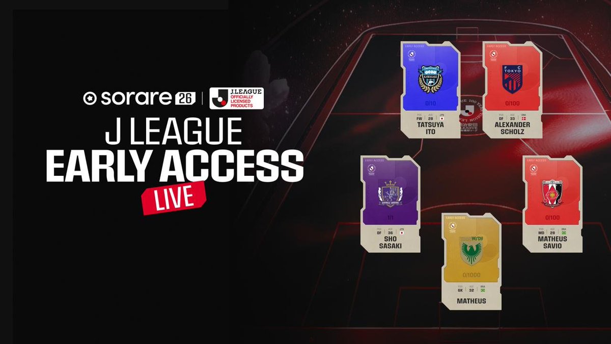 🚨 ALERTE STREAM

Pour fêter la sortie des cartes  🇯🇵 sur <a href="/Sorare/">Sorare</a>, je serai en stream avec <a href="/CaptainBankai_/">Captain Bankai SORARE</a> pour parler des équipes et joueurs à suivre 👀

📅 Mardi 3 Février
🕐 12h30

🟣  twitch.tv/sorarehq
🔴  youtube.com/@sorare/streams