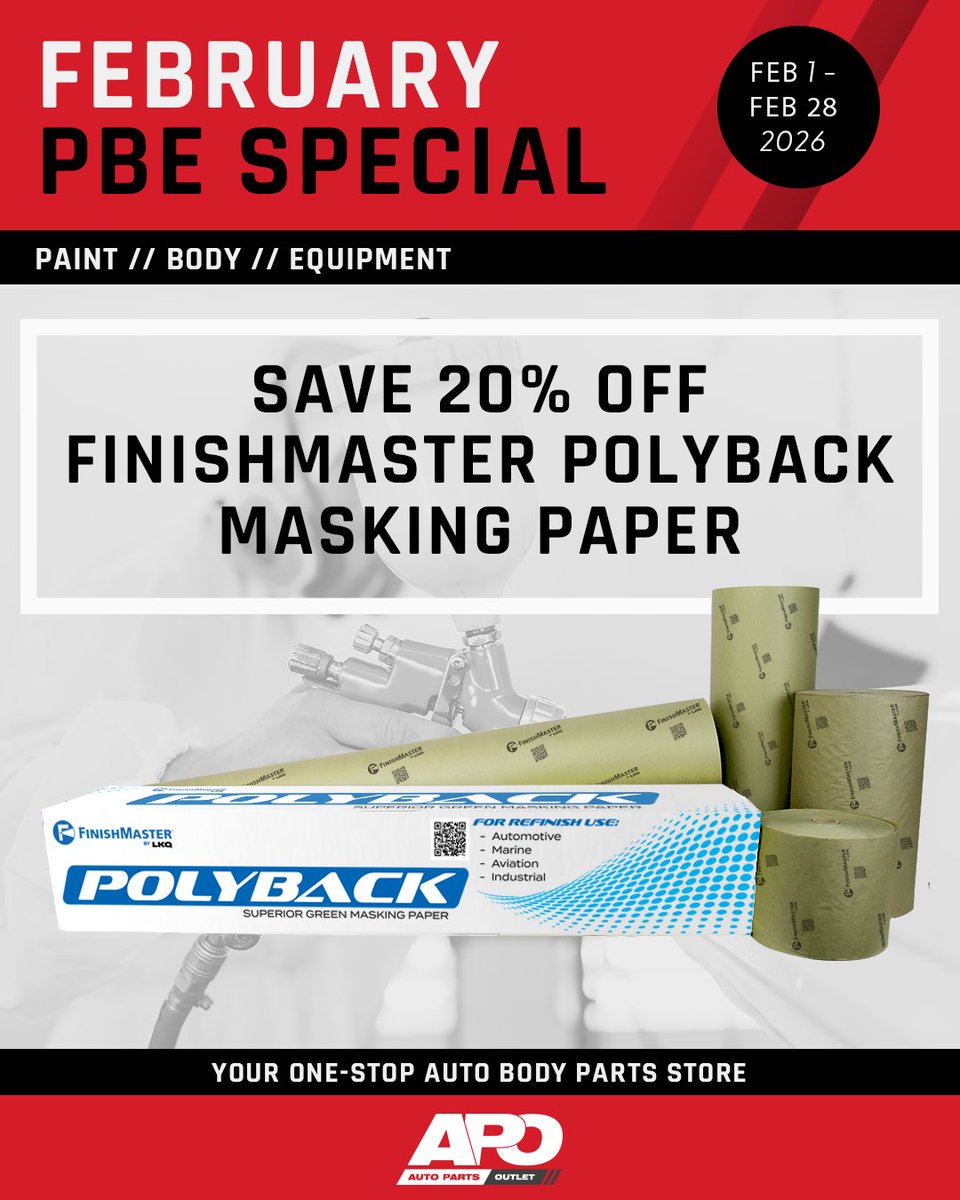 YourAPO's tweet photo. This February Save 20% Off Finishmater Polyback Making paper

Designed especially to hold out the toughest urethane paints on the market today.

Save in store today or online at https://t.co/lFsNxgUS2a https://t.co/ll4izmyDw0
