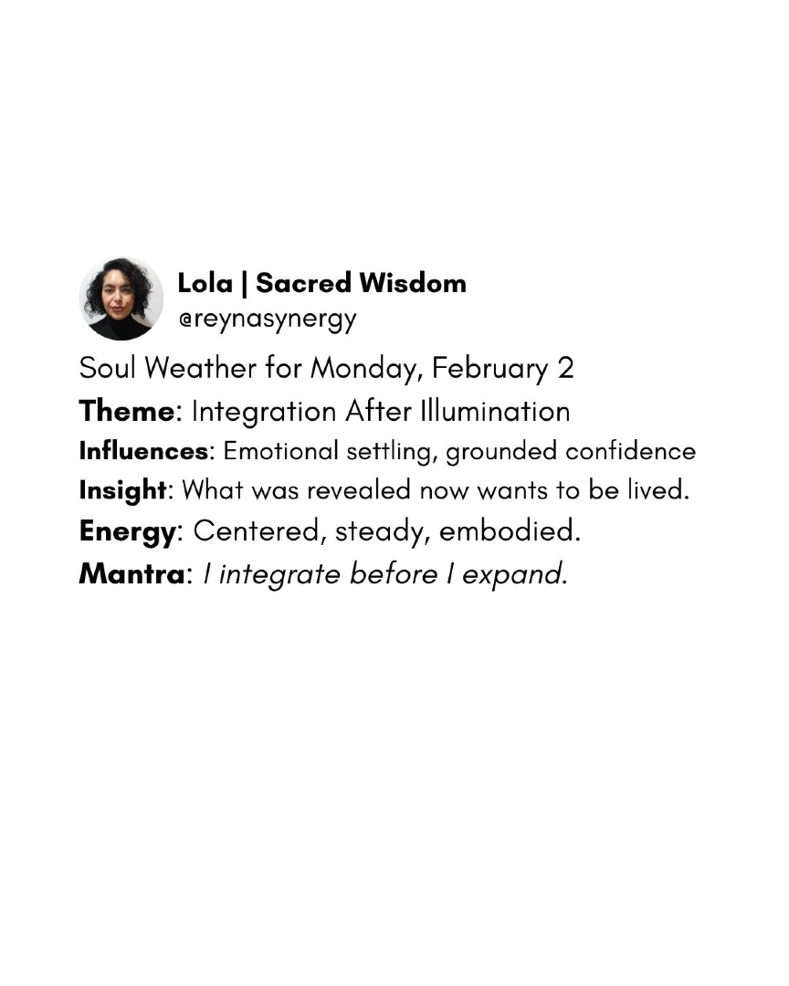 reynasynergy's tweet image. Insight becomes wisdom when it’s practiced, not rushed past.

#SoulWeather #Integration #EmbodiedWisdom #LeadershipPresence #SelfTrust