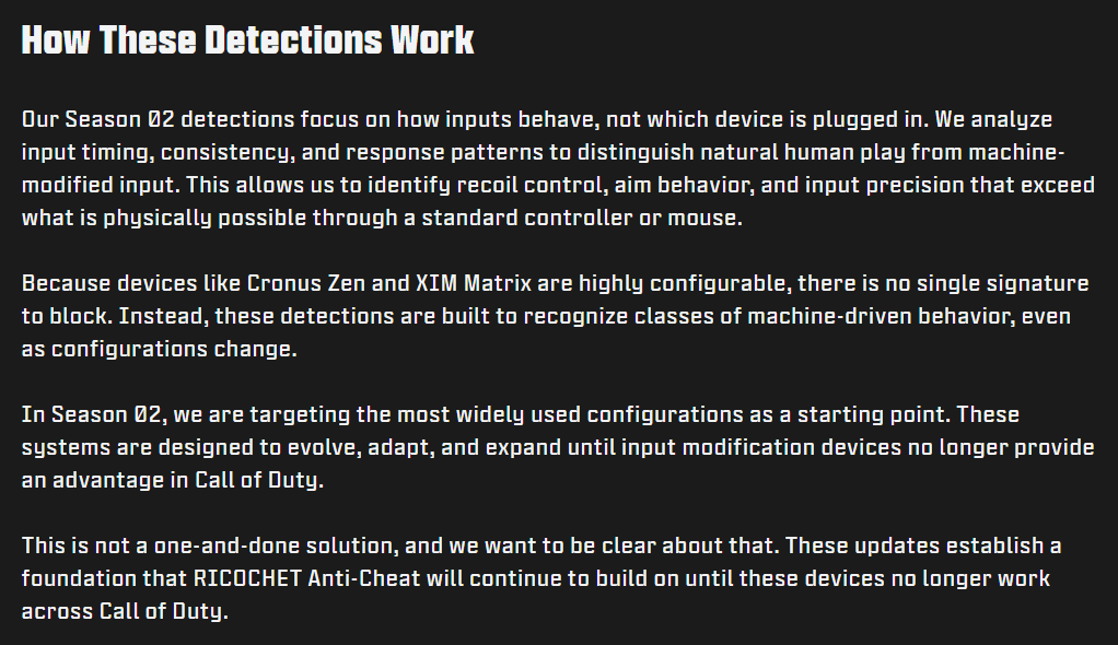 ‘Cronus Zen’ and ‘XIM Matrix’ can now be detected by RICOCHET in #BlackOps7 starting with Season 2 👀

💥 “These devices are not permitted by Call of Duty. They are cheating Tools.”