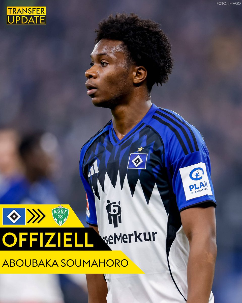 SkySportNews's tweet image. Innenverteidiger Aboubaka Soumahoro wechselt leihweise bis zum Saisonende nach Frankreich zu AS Saint-Étienne. ✅ 

#DeadlineDay #HSV #Transfer