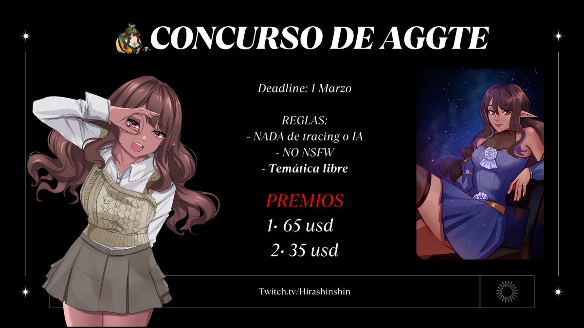 ✨CONCURSO DE AGTE✨

REQUISITOS: 
- Seguir a <a href="/HirashinshinVT/">Hirashinshin 🌸💫🐍</a> 
-Publicar el dibujo con el #ConcursoShinShin

🗓️1 de Marzo