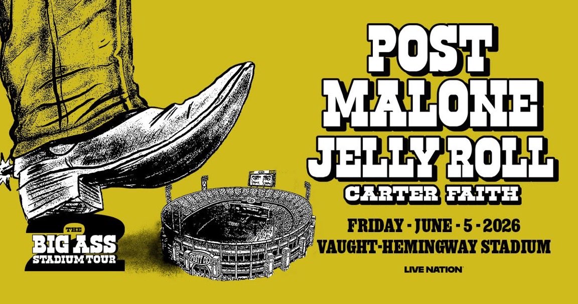 EverythingRebs's tweet photo. Make your plans now: 

Post Malone and Jelly Roll coming to Vaught-Hemingway Stadium this summer 👀 https://t.co/sHfq1UMVwg