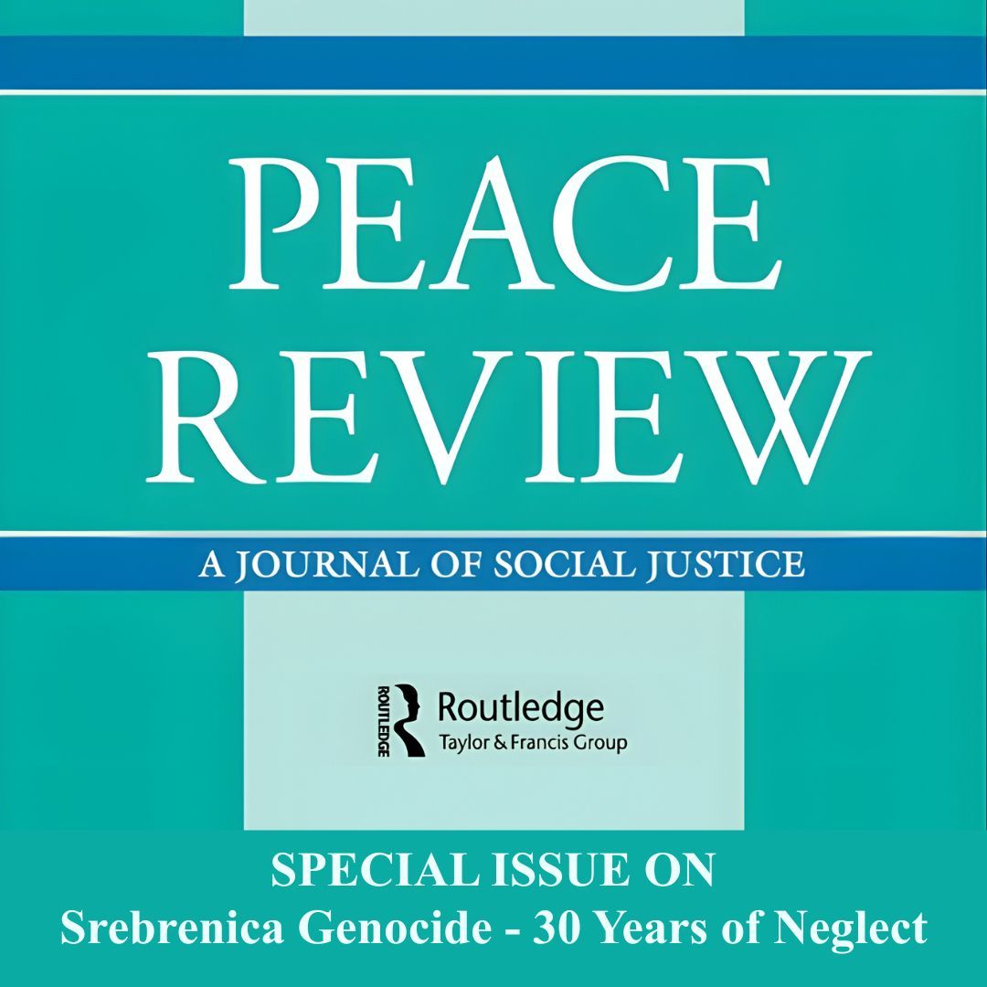 PeaceConflictCa's tweet photo. New call for papers! 📚​
​#Peace Review: A Journal of Social Justice invites essays for a special issue on #Srebrenica Genocide – 30 Years of Neglect. 
More at https://t.co/l22zXQphtM https://t.co/iUzjWRXaI1