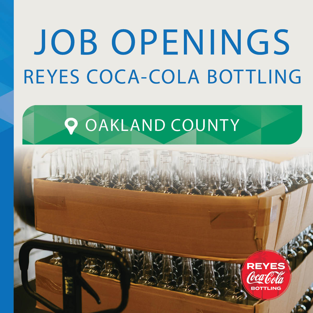 OaklandMIWorks's tweet image. Reyes Coca-Cola Bottling is hiring in #OaklandCounty! Explore eight open positions, including: 
▶️ HR Manager 
▶️ Merchandiser
▶️ Sales #Intern

and more. View the job postings and apply at tinyurl.com/27aketuc!