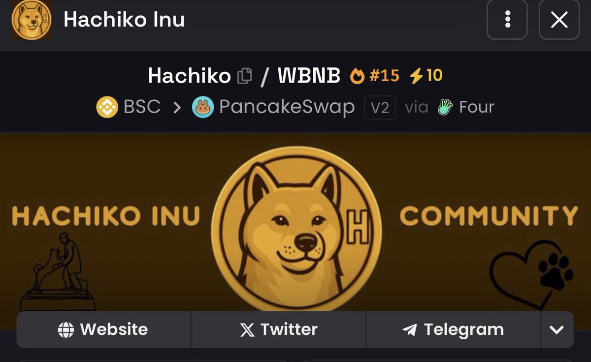 10X Boost is Live on <a href="/dexscreener/">DEX Screener</a> for $HACHIKO ⚡️

Once again. Build and gain 💪

•Builder vision.
•Loyal with high confidence.
•Strong visibility.
•Clear momentum.
•Long-term focus.

#BNB $BNB