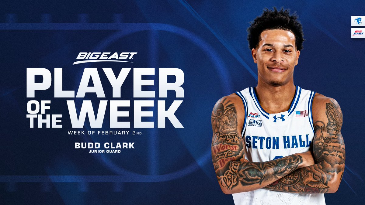 BIGEASTMBB's tweet image. #HALLin 🏴‍☠️

@buddclarkk averaged 21.5 points, 5.0 rebounds, 5.0 assists, and 3.0 steals in a 2-0 week for the @SetonHallMBB.