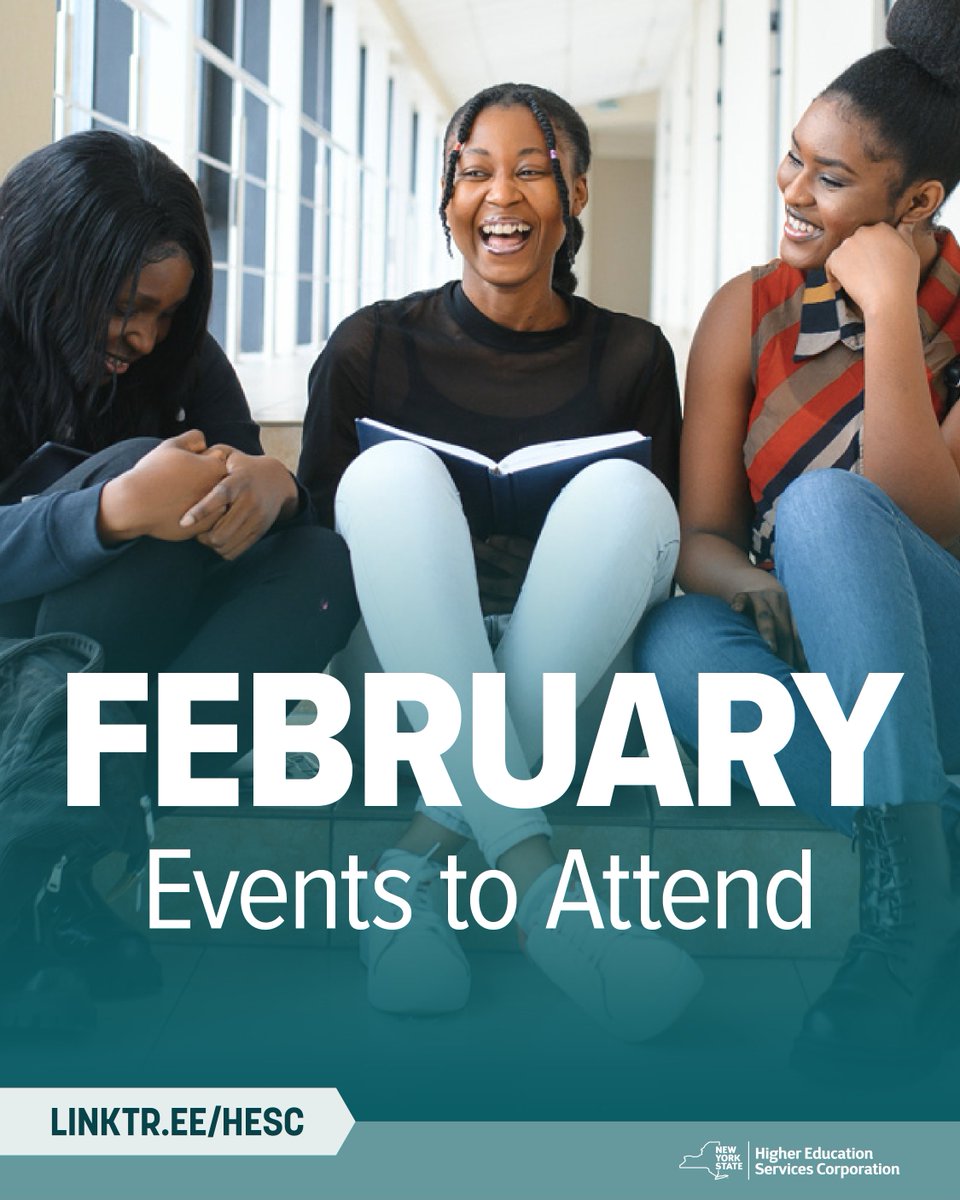 NYSStudentAid's tweet photo. Our February Outreach Events Schedule is here!

Get help on your FAFSA, TAP, DREAM, and Alt Path applications and while gaining info on scholarships like STEM!

https://t.co/vHMdXInKTW or link in bio. https://t.co/Bk5KACWDWE