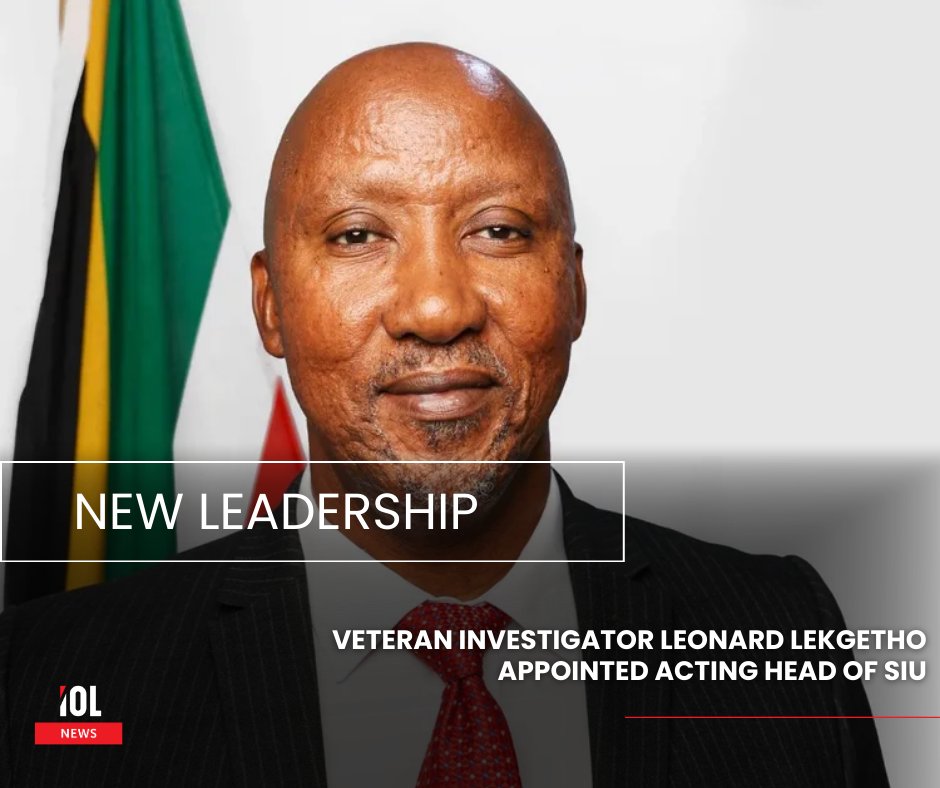 IOL's tweet photo. Leonard Gaoretelelwe Lekgetho was on Monday appointed as the Special Investigating Unit's (SIU) new Acting Head.
#SIU #LeadershipChange #ActingHead #LeonardLekget
Read on: https://t.co/0zXdXgvnya https://t.co/bQqoAe4QdJ