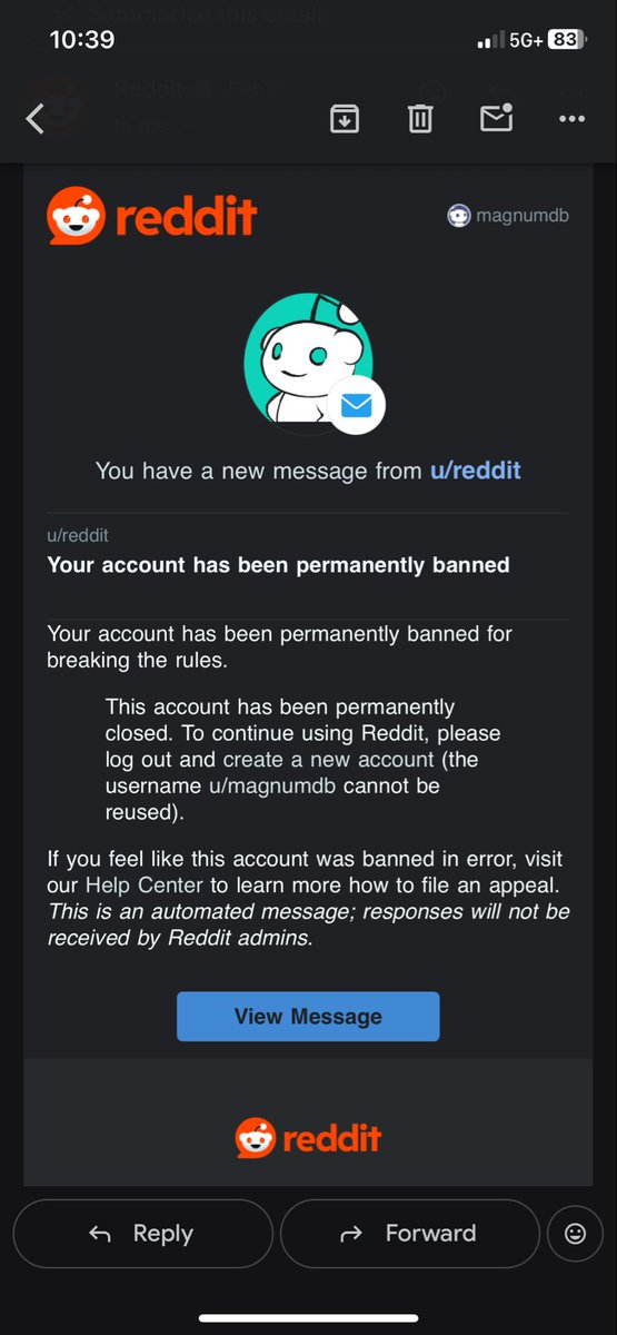 First <a href="/Reddit/">Reddit, Inc.</a> shadow banned (SB) me. So I didn’t even know. If I broke rules, no one told me.

When I found out I was SB I emailed and asked why. Reddit didn’t respond.

Month later I asked again. No reply.

Today they said I was permanently banned. Still no explanation.

#Reddit