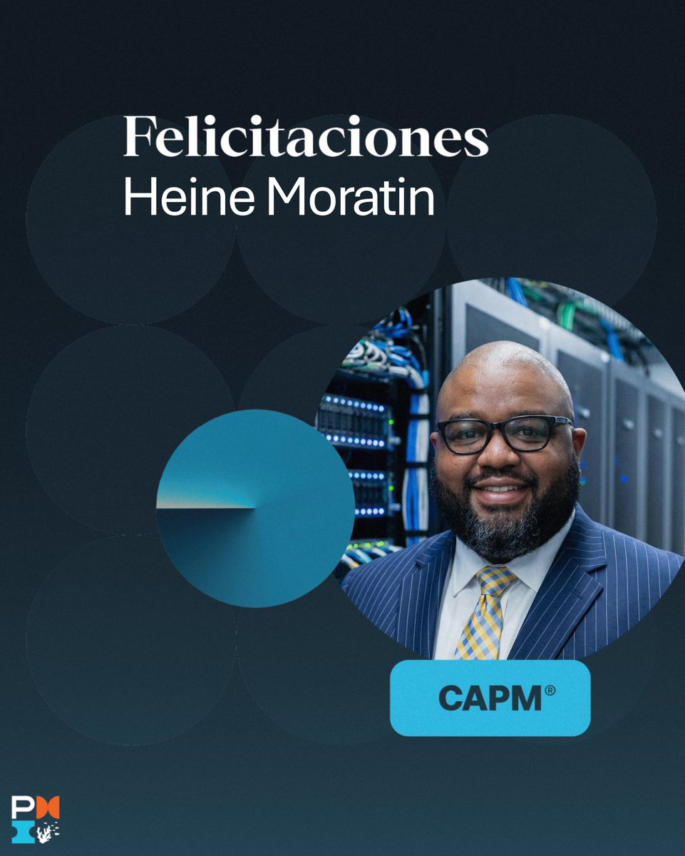 pmird's tweet photo. Desde el PMI Capítulo República Dominicana, felicitamos a Heine Morantin por la obtención de la certificación CAPM®, un logro que refleja su compromiso con el desarrollo profesional y con los estándares globales de la Dirección de Proyectos. https://t.co/jLsDnGSELz