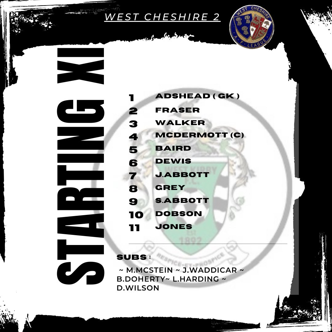 westkirby1st's tweet photo. ⚫️⚪️ Team News ⚪️⚫️
Here’s how our men’s team lined up on Saturday.
#supportTheMariners⚪️⚫️ #WestCheshireLeague #UpTheWekka https://t.co/FKwa2VtlHc