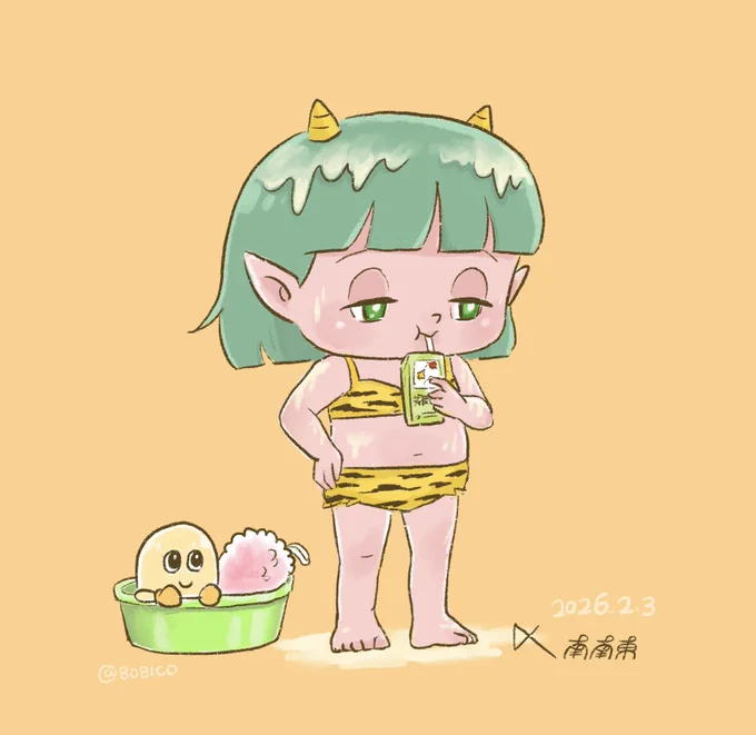 #節分 #鬼娘豆乳 豆乳風呂上がりの鬼娘