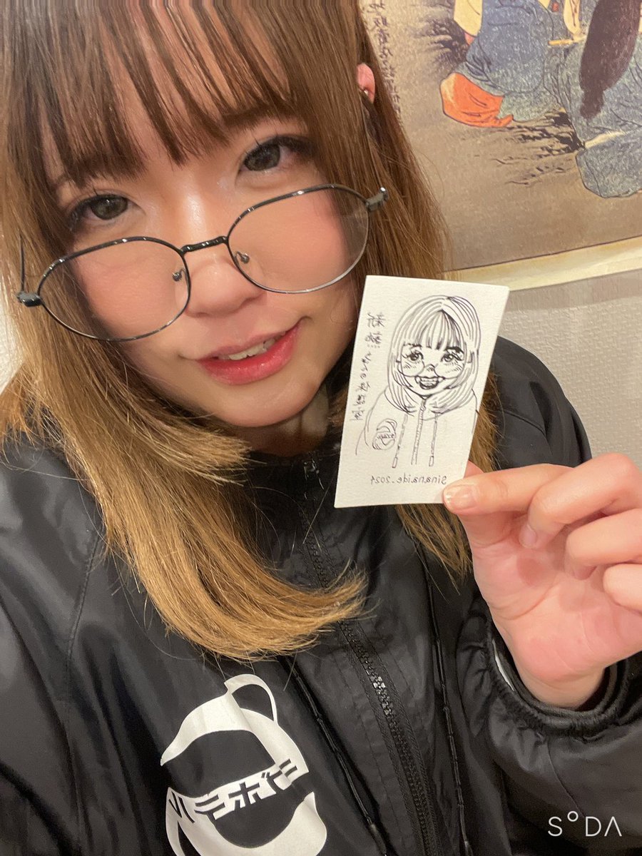 この日のゲストの新熟ちゃんの似顔絵と新熟ちゃんにあげたお絵描きぬい