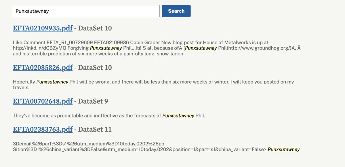 Punxsutawney Phil is in the Epstein Files