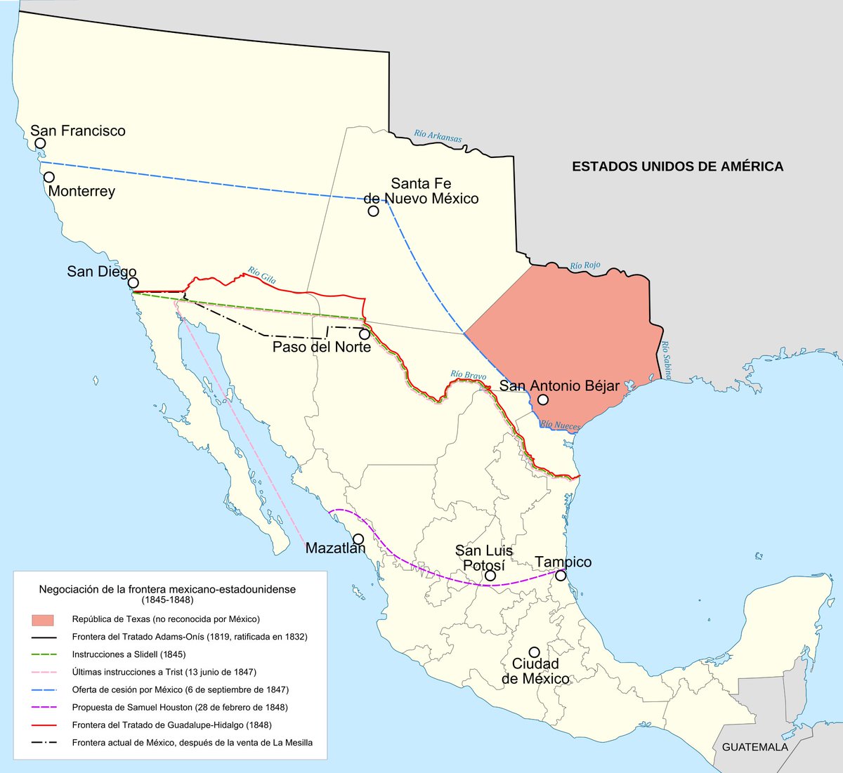 #Efeméride
♦️NO FUE SECESIÓN, FUE DESPOJO♦️
Hoy 2 de febrero se cumplen 178 años del Tratado de Guadalupe Hidalgo (1848). Tras la invasión estadounidense (1846-1848), México cedió más del 55% de su territorio: Alta California, Nuevo México, Arizona, Nevada, Utah y partes de