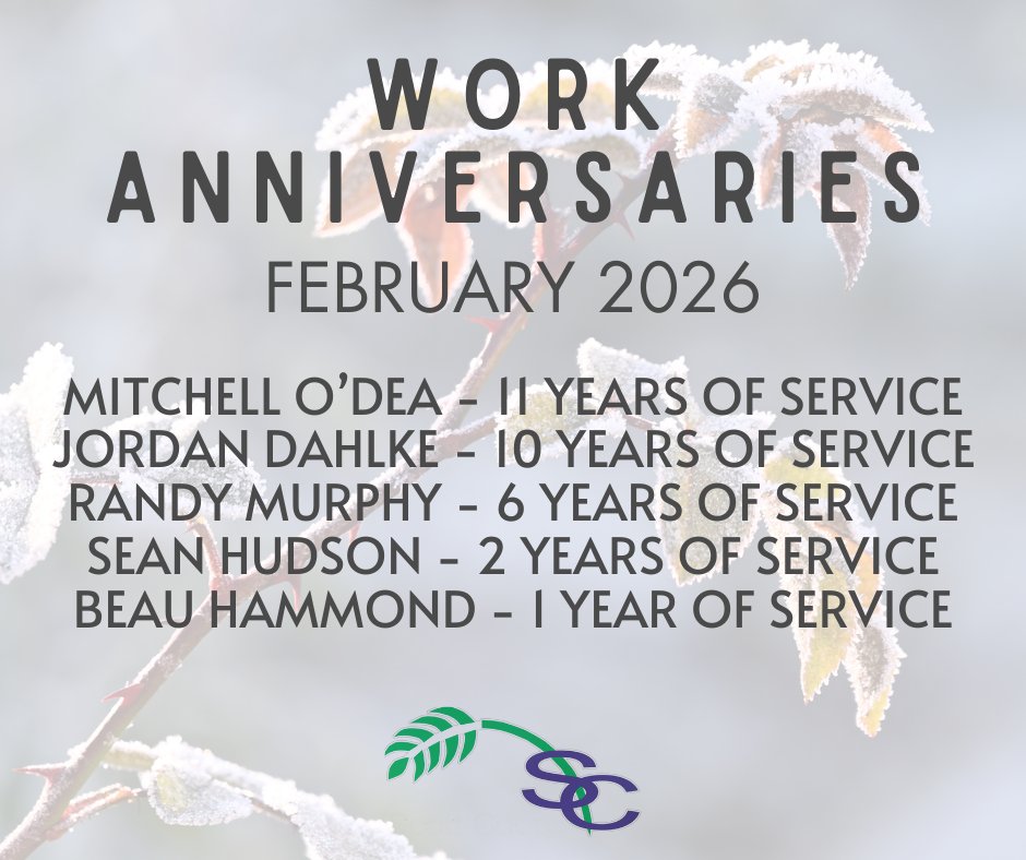 Congratulations to our employees celebrating work anniversaries with us this month! #ScottCoop