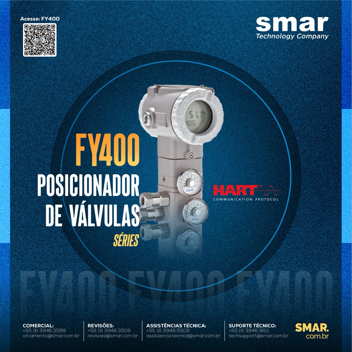 O FY400 HART® detecta a posição real da haste da válvula e toma a ação corretiva de acordo com a configuração e estratégia de controle do usuário.

Confira em: smar.com/pt/produto/fy4…