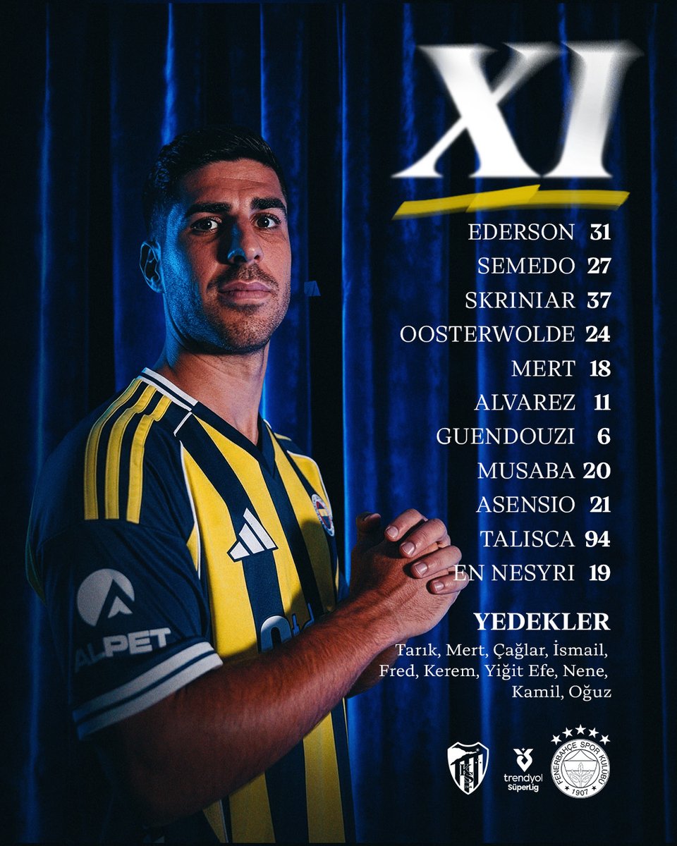 Fenerbahce's tweet photo. 📋 Kocaelispor maçı ilk 11'imiz belli oldu. 

#KSvFB https://t.co/cUU6AUYlnu