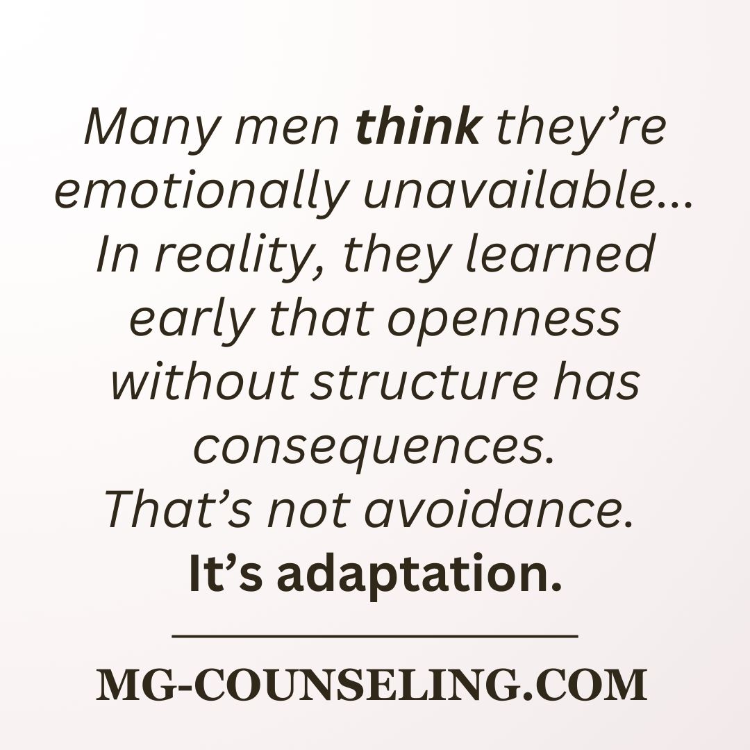 mgiles_psych's tweet photo. That's not emotional unavailability. It's adaptation. #mensmentalhealth https://t.co/5zRuffusV2