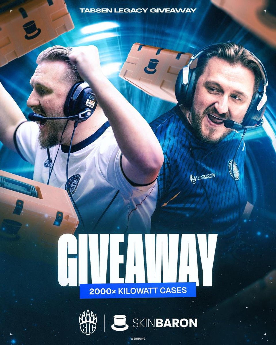 ᵂᴱᴿᴮᵁᴺᴳ
2000 Maps. 2000 Cases. 1 Giveaway. 4 Winners. 📦

Celebrate our legend tabseN with us and <a href="/SkinBaronEN/">SkinBaron.com</a>!

To enter:
– Follow <a href="/BIGCLANgg/">BIG</a> &amp; <a href="/SkinBaronEN/">SkinBaron.com</a>
– Like + Repost
– Tag 2 friends

Winners drawn February 14th!