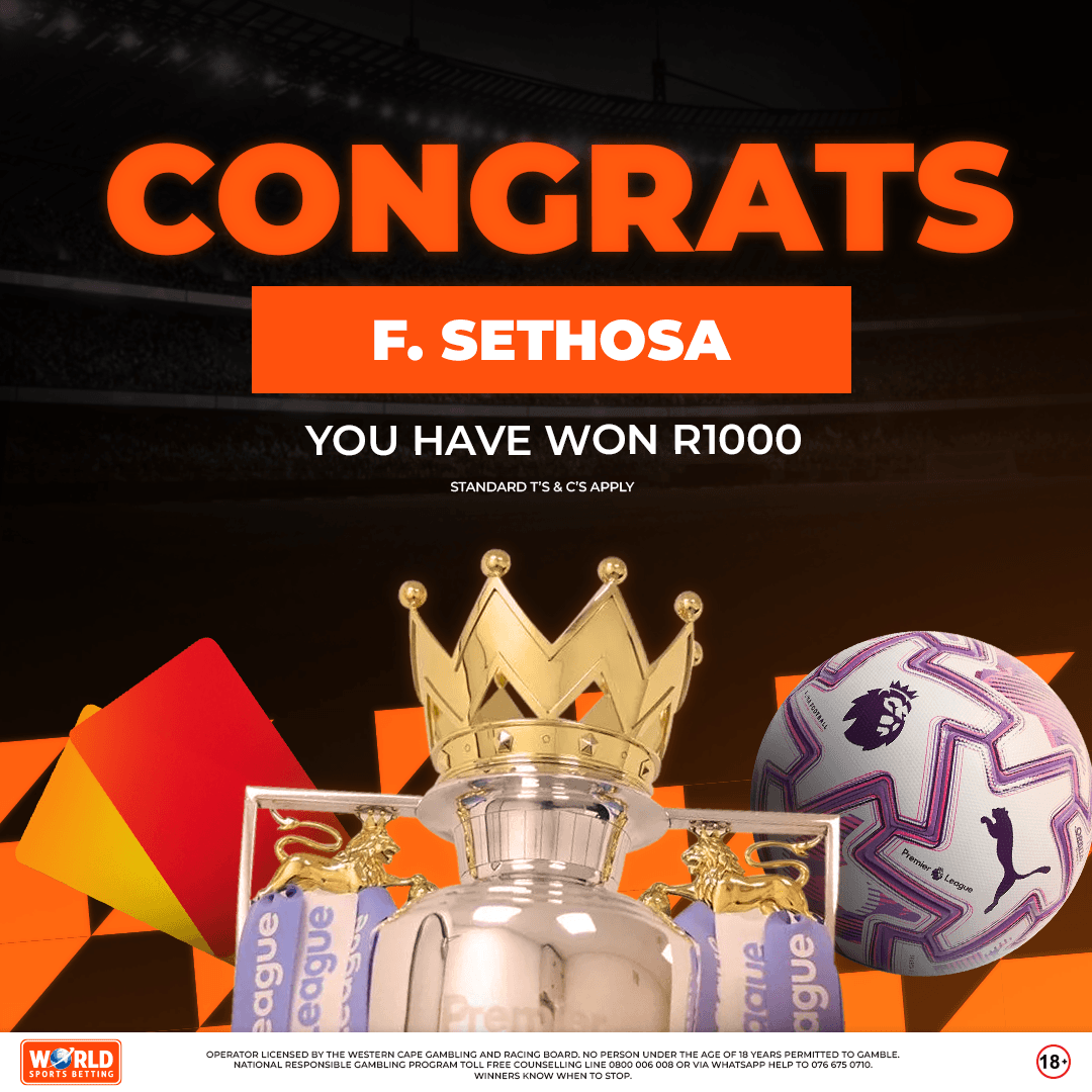 WorldSportsBet's tweet photo. Congratulations, Β F. Sethosa! π ββββ
βββYou are the winner of the Liverpool. vs Newcastle score predictor and have scored yourself R1,000 CASH! π°
β½ Stay tuned β the next WSB Score Predictor drops soon! π₯ ββββββ
β #WSB #ScorePredictor #WinnerAlert #BetWithTheBest https://t.co/HaHIR9hWMC