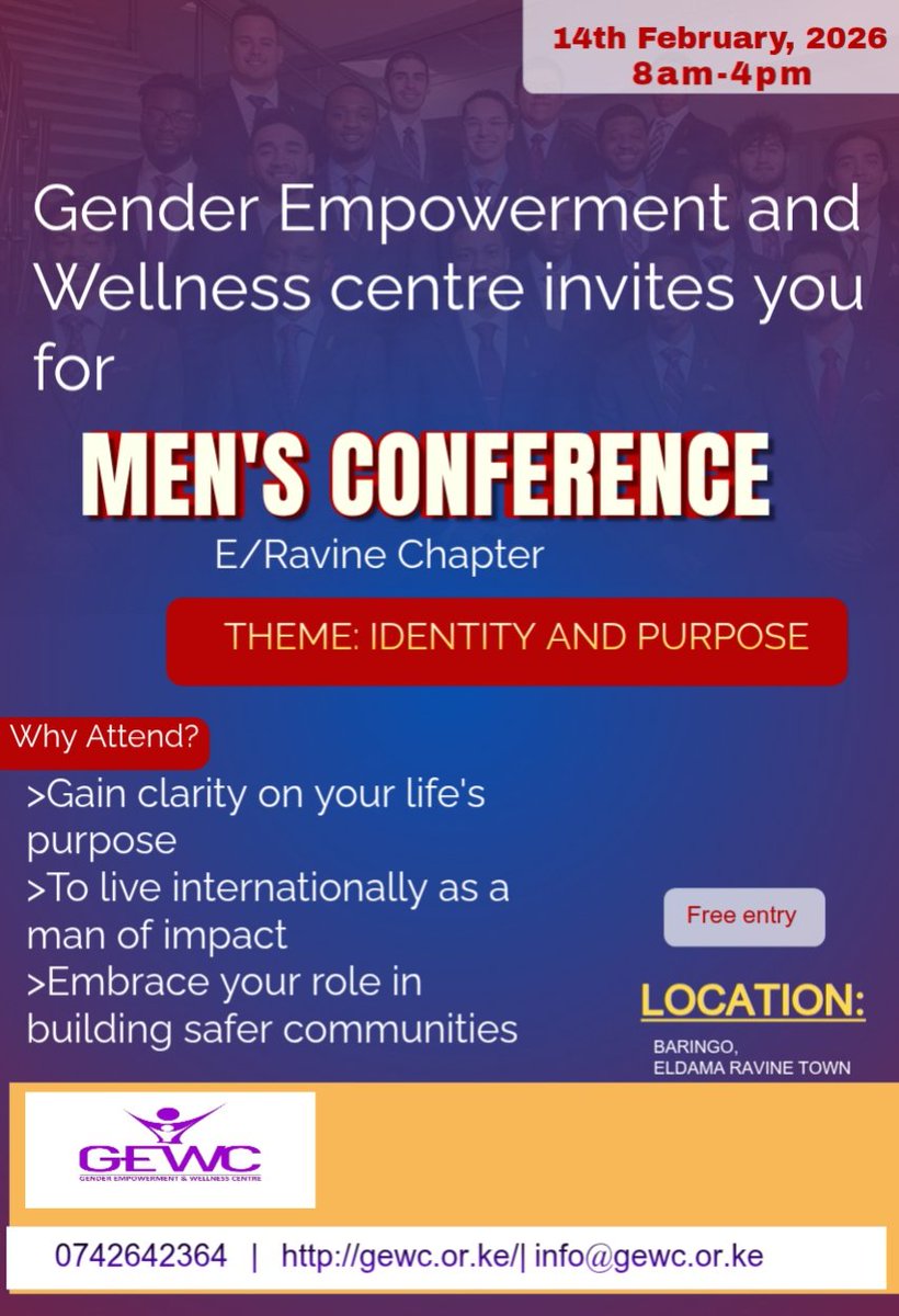 Gewckenya's tweet photo. Greetings from GEWC Join us for an engaging session with key stakeholders where we’ll have real, honest conversations about the issues men face.
Don’t miss out! To help us prepare for your arrival, please take a moment to register below:
👉 https://t.co/IIAOIpMPXF https://t.co/8S0La7vKVE