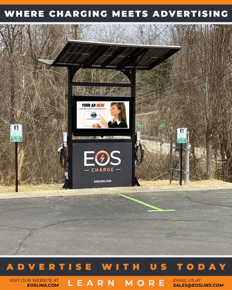 EOSLinx's tweet photo. Chargers that double as ad screens = smart energy + smart media ⚡📺 #DOOH #AdvertiseHere https://t.co/vxkBGscjU3