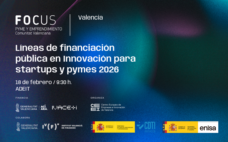 ceeivalencia's tweet photo. 📢 Conoce más sobre las líneas de financiación pública en innovación de 2026 en el próximo #FocusPyme.

Contaremos con representantes de @CDTI_innovacion, @enisa, @GVAivace y @GVAivf.

🗓️ 18 de febrero, en @ADEITUV 

Apúntate 🫵  https://t.co/UhgORDBjNf https://t.co/fsi2u9UZDg