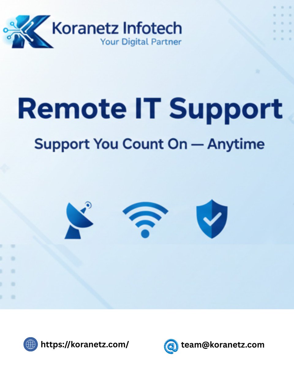 koranetztech's tweet photo. 🚀#KoranetzInfotech | Your Digital Partner
🖥️Remote #ITSupport
🔧Support You Can Count On—Anytime
Keep your #business running smoothly with fast, secure, &amp; reliable remote #ITassistance. From troubleshooting to #systemoptimization, we’ve got you covered.
🌐https://t.co/u2a6urOxO1 https://t.co/yWvgKroVSi