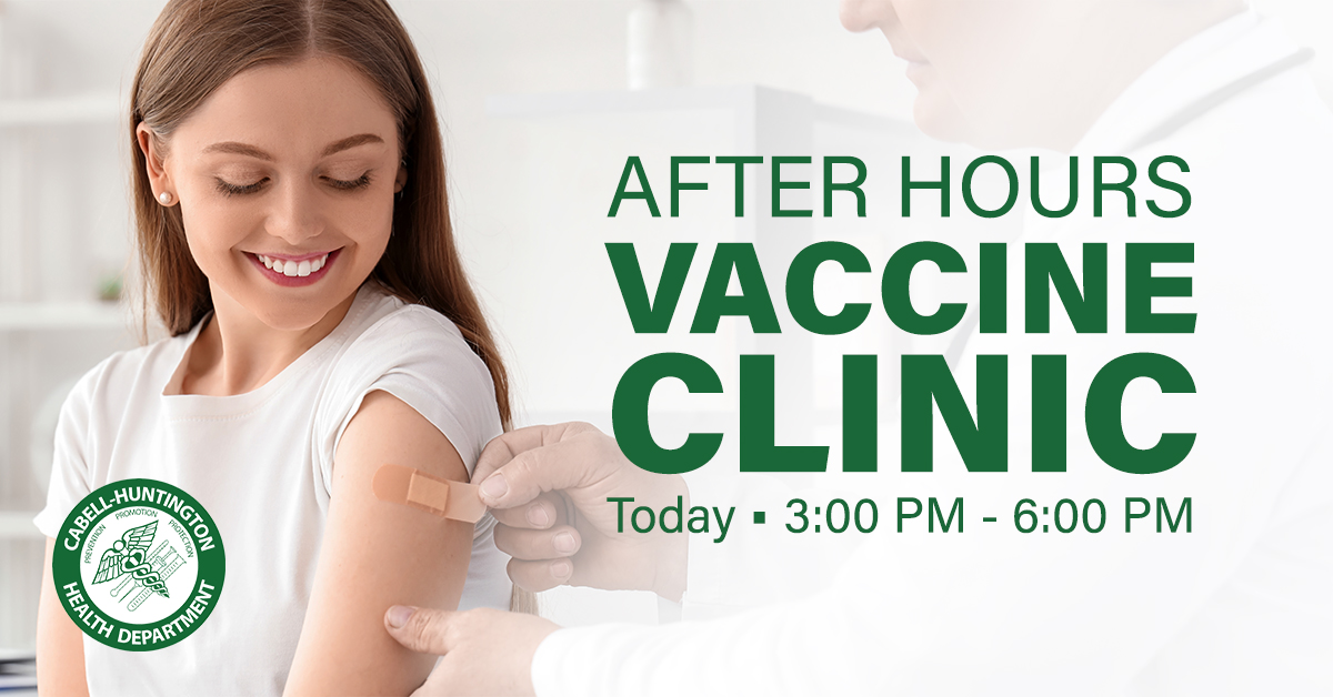 Come out to our After Hours Vaccine Clinic today from 3 PM - 6 PM! 💉
