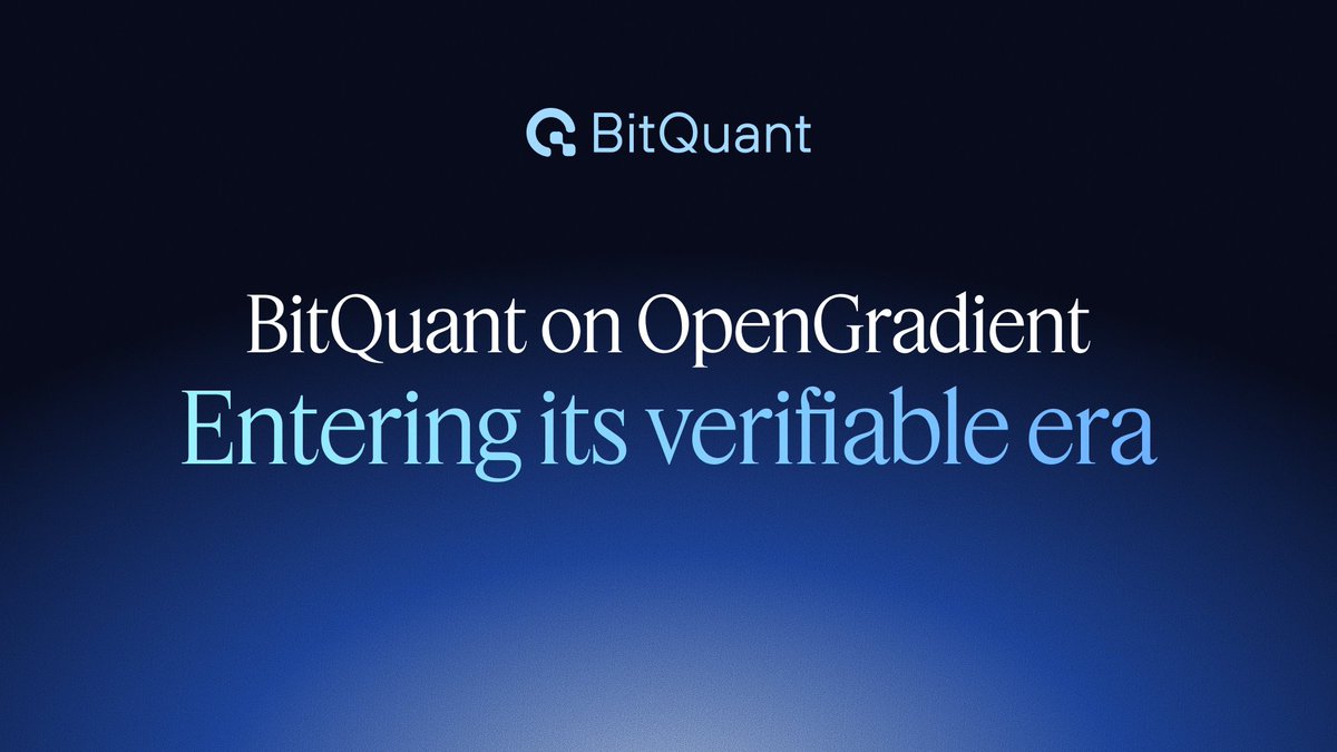 BitQuant has officially migrated from Bittensor to the <a href="/OpenGradient/">OpenGradient (∇, ∇)</a>  Model Hub.

We’re now running on native AI models processed directly through OpenGradient’s Model Hub, unlocking:

• verifiable model execution
• on-hub inference pipelines
• deeper agent composability
•