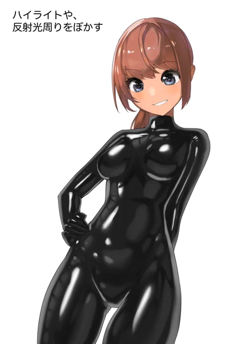 ⑨反射光やハイライトの周りをぼかす ⑩陰を入れる→反射光→ぼかす の流れを、 とにかく繰り返す。ここは資料を見て少しずつ似るよう頑張るしかないです。
