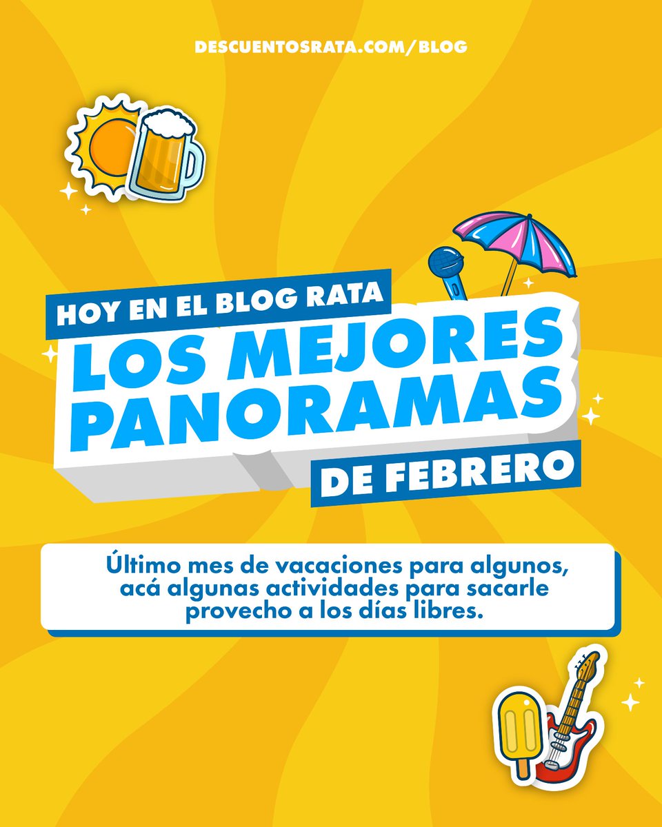 DescuentosRata's tweet photo. ☀️ #BlogRata con panoramas para un febrero lleno de actividades, ferias, conciertos y más! 🤩

¿Qué evento esperan las ratitas este mes? 👀

Revisa todos aquí 🔗 https://t.co/gpUwiu10mZ https://t.co/HUIVC8izfR
