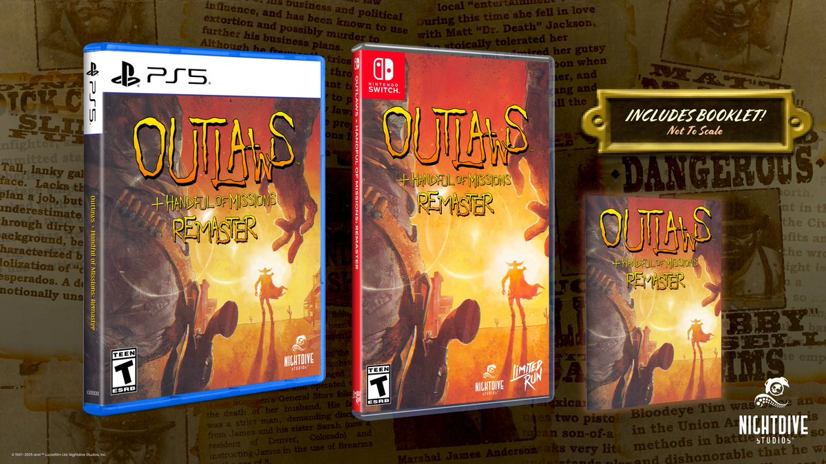 Alright Marshal, time to gear up and get your revenge… physical copies for both Standard and Premium editions of Outlaws + Handful of Missions: Remaster are still available for pre-order through LimitedRunGames until February 8! 🤠

🛒:atari.com/products/outla…
